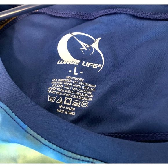 Wave Life Mens Size Large Knit Top Shirt Pullover Lightweight Blue Fin Tuna - Picture 4 of 4